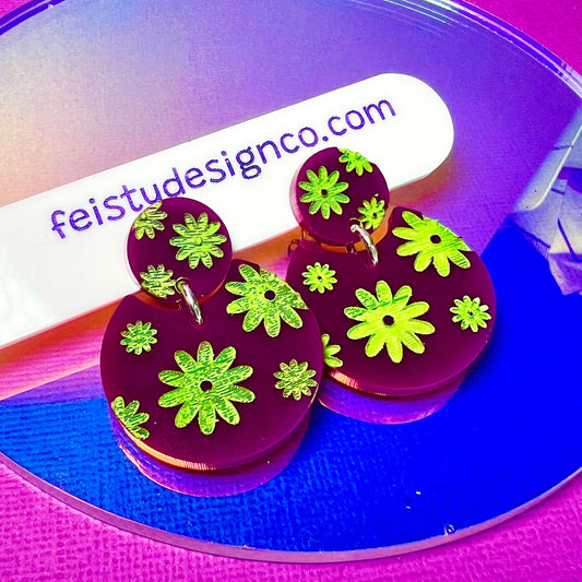 Green Retro Earrings