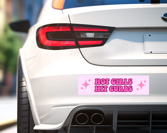 Hot Girls Hit Curbs Bumper Decal